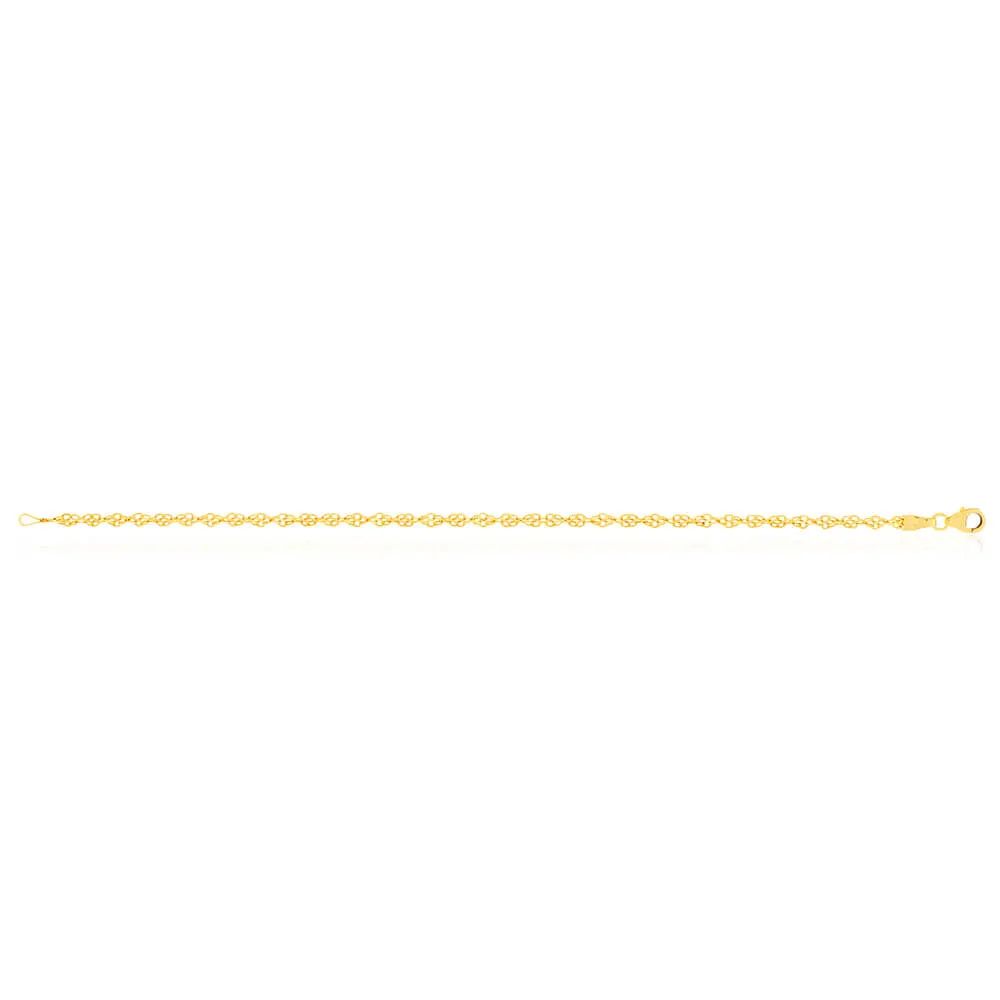 9ct Yellow Gold Silver Filled Singapore Link 19cm Bracelet