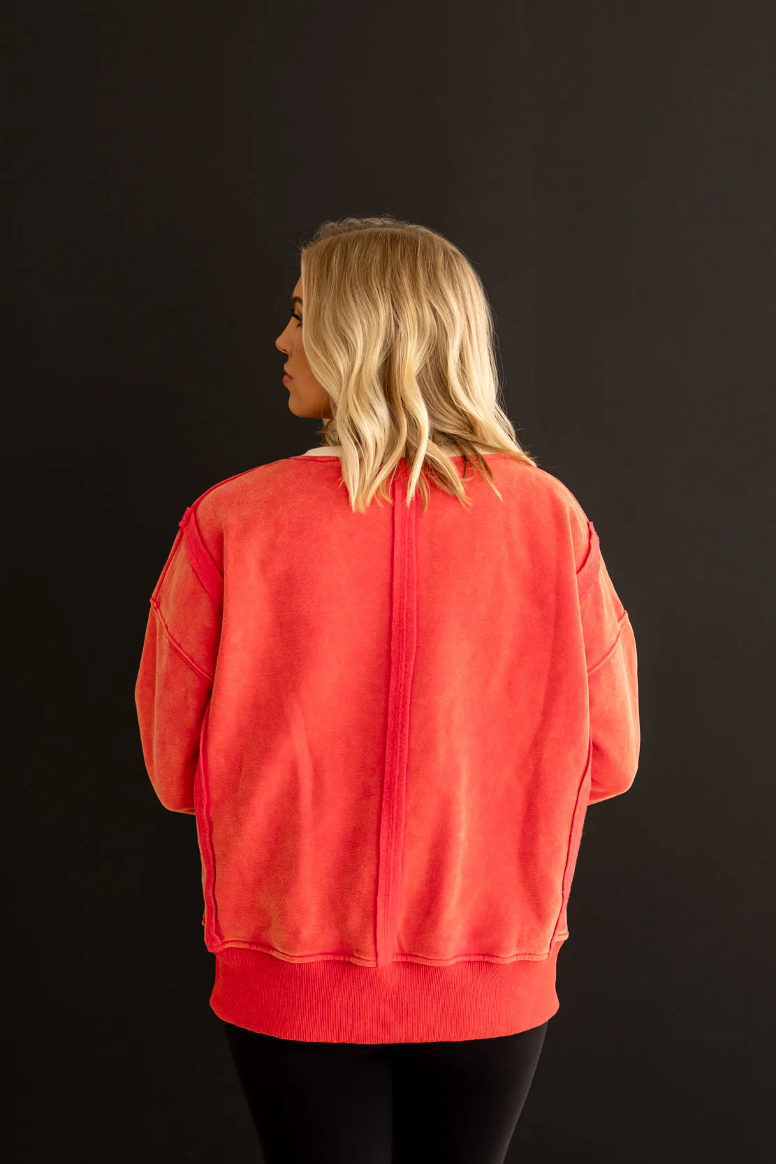 Adeline Color Block Crewneck | Red