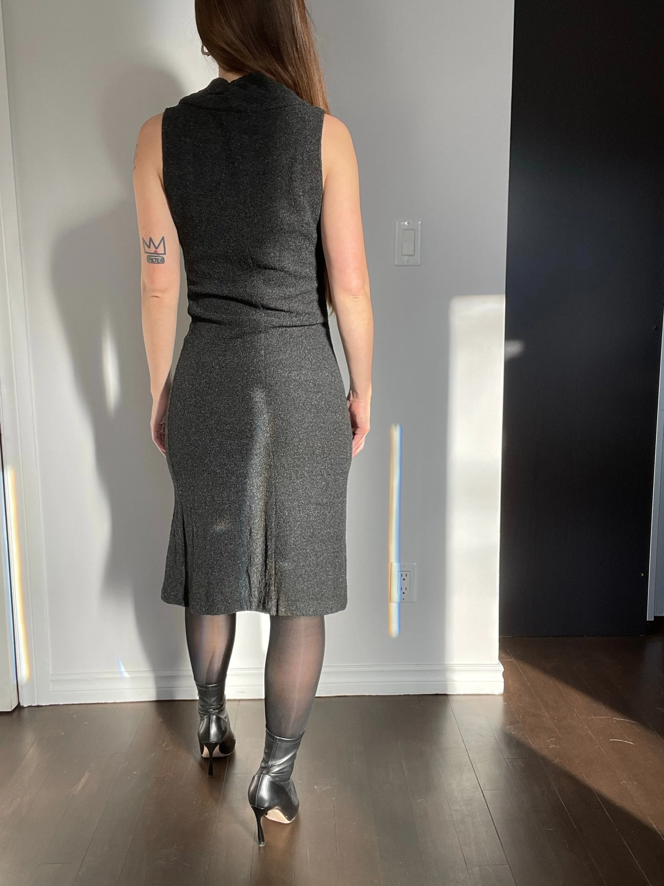 Agnès B Paris Wool-Blend Knit Midi Dress - S