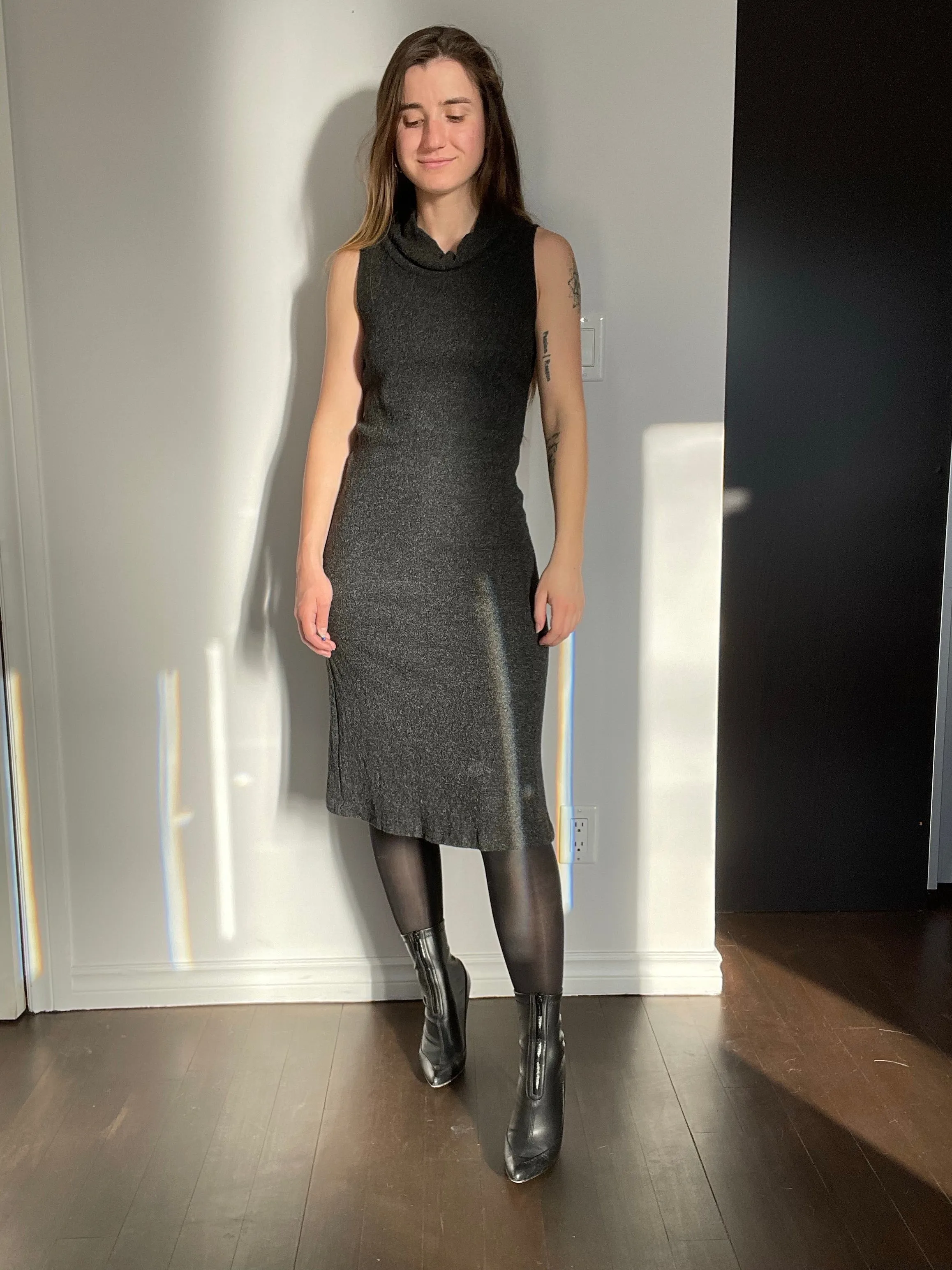 Agnès B Paris Wool-Blend Knit Midi Dress - S