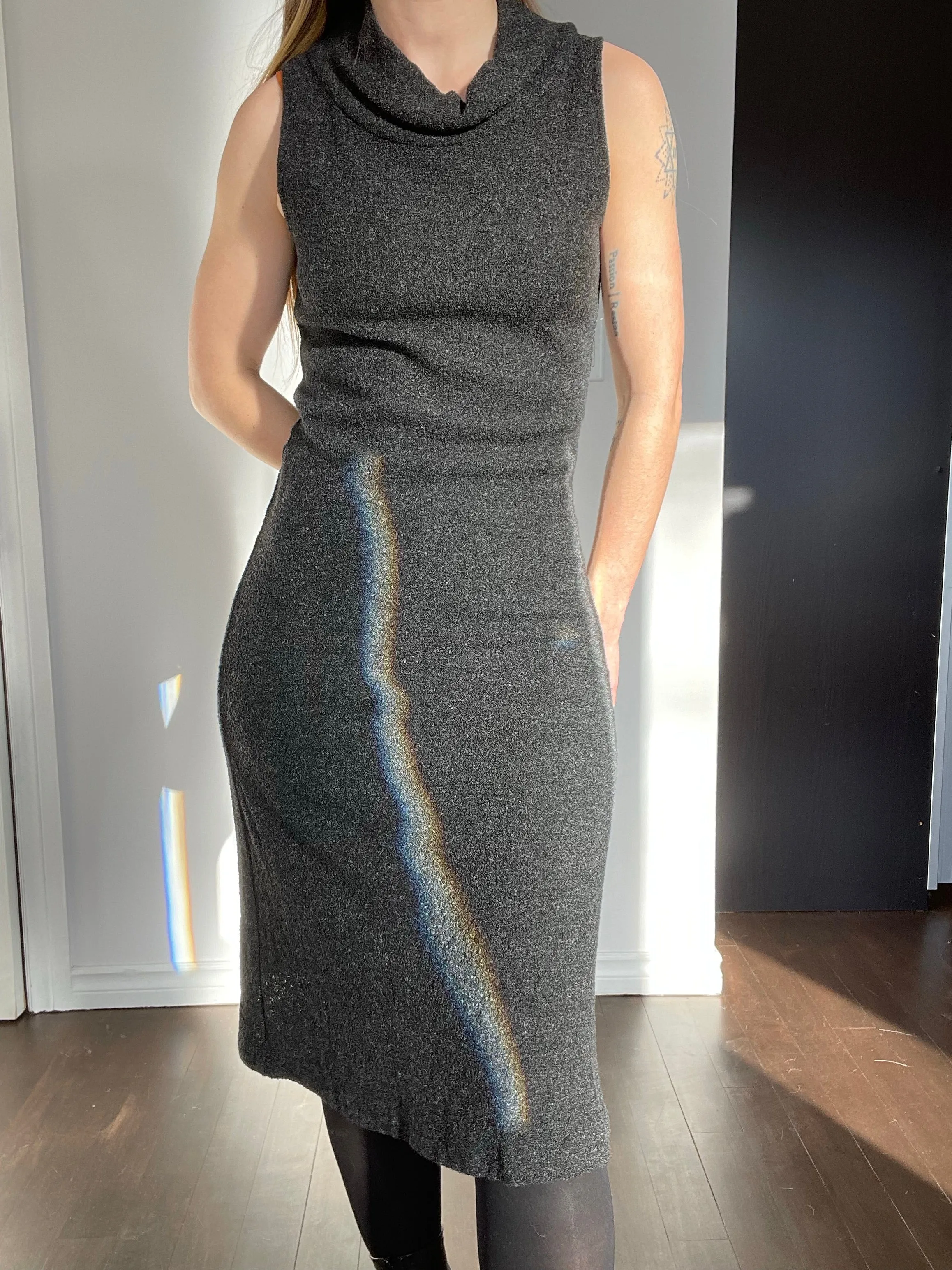 Agnès B Paris Wool-Blend Knit Midi Dress - S