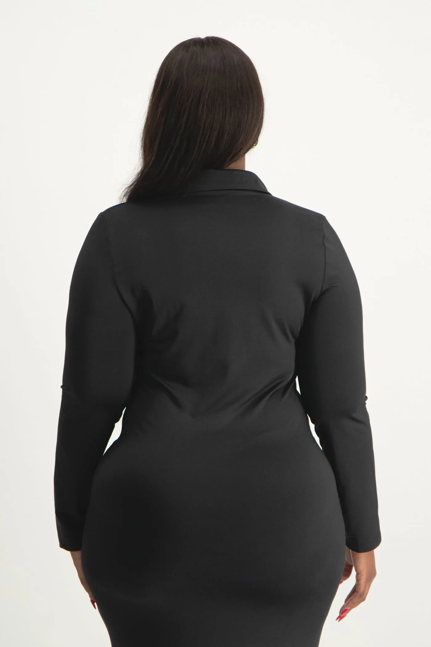 Alice Long Sleeve Ruched Dress - Black