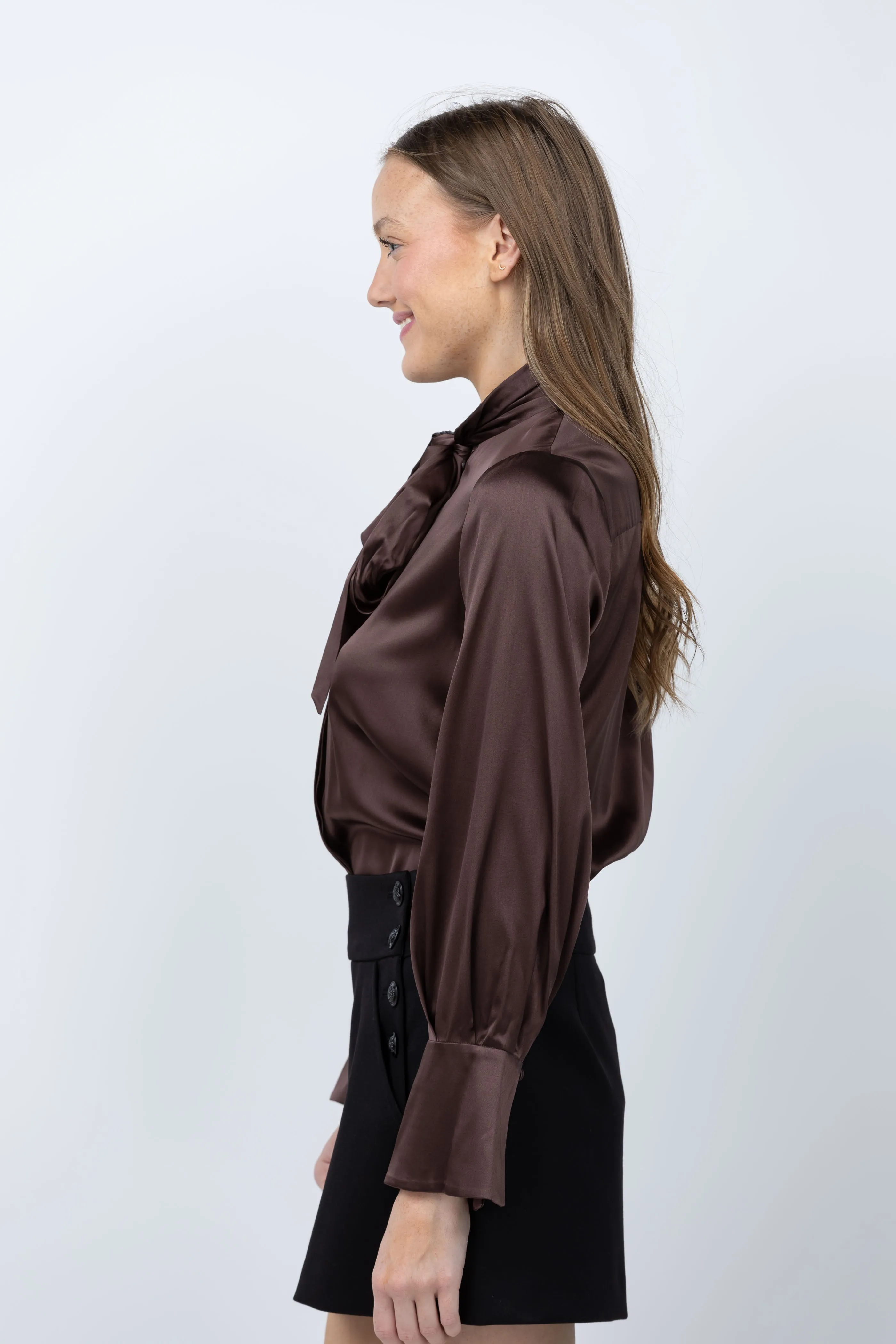 Alice   Olivia Lloyd Button Down Blouse in Espresso