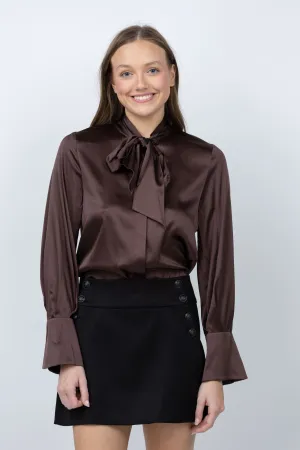 Alice   Olivia Lloyd Button Down Blouse in Espresso