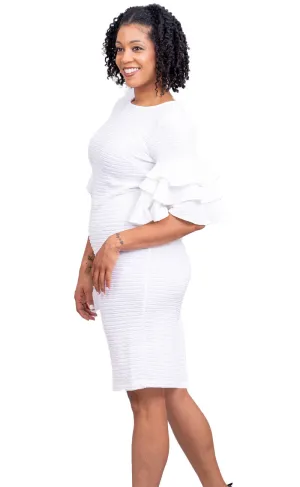 Allen Kay Dress Knit MTXD3058-White