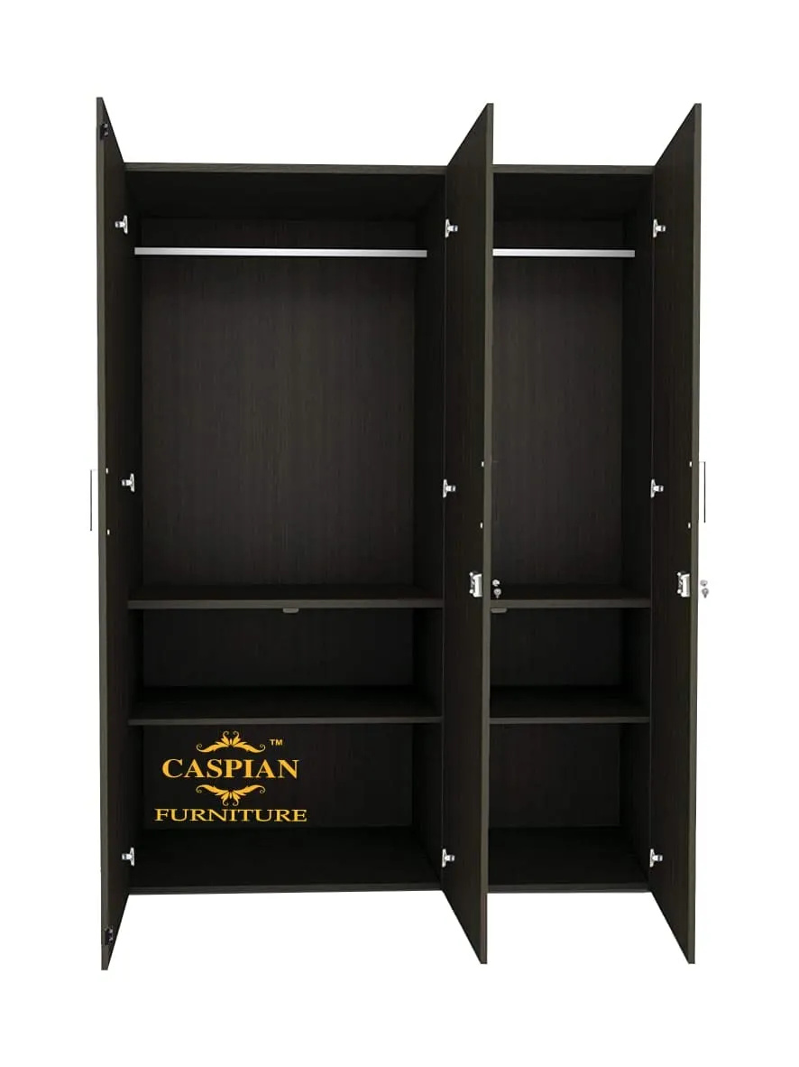 Almirah || Wooden Cupboard || Home Storage Cabinet Engineered Wood 3 Door Wardrobe (Finish Color - Coffee Black, Mirror Included, Pre-Assembled)