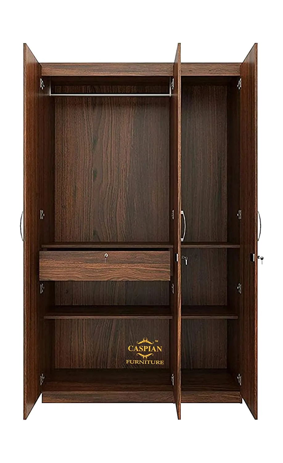 Almirah || Wooden Cupboard || Home Storage Cabinet Engineered Wood 3 Door Wardrobe (Finish Color - Walnut Brown, Pre-Assembled)