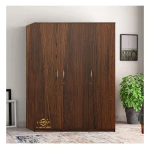Almirah || Wooden Cupboard || Home Storage Cabinet Engineered Wood 3 Door Wardrobe (Finish Color - Walnut Brown, Pre-Assembled)