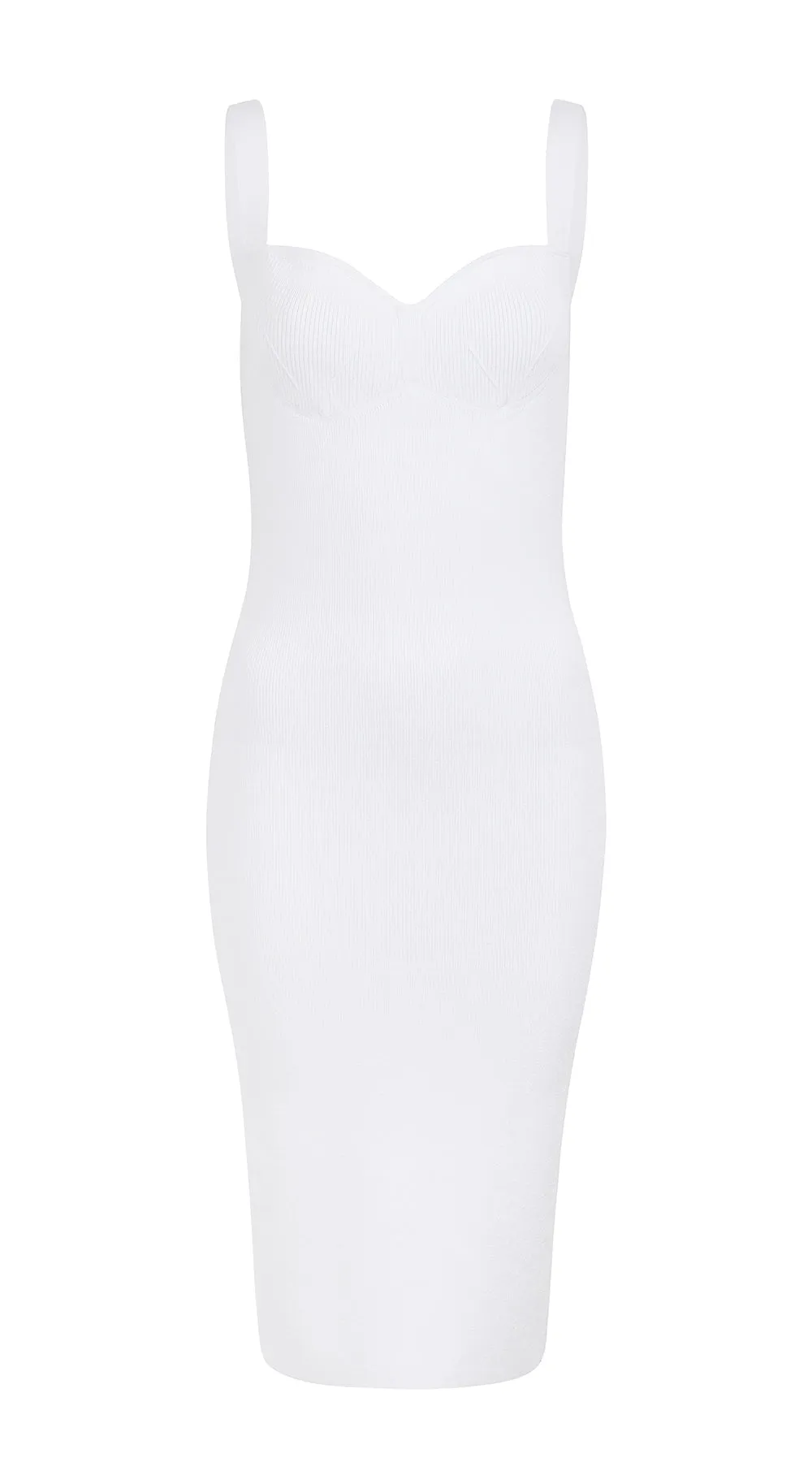 AMBER sweetheart neckline midi dress - white