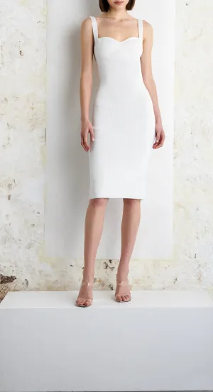 AMBER sweetheart neckline midi dress - white