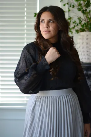 Amberly Black Swissdot Top
