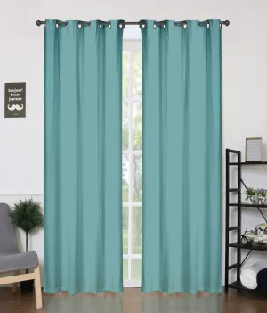 American-Elm Icy Morn Solid Shiny Room Darkening Blackout Grommet Curtains