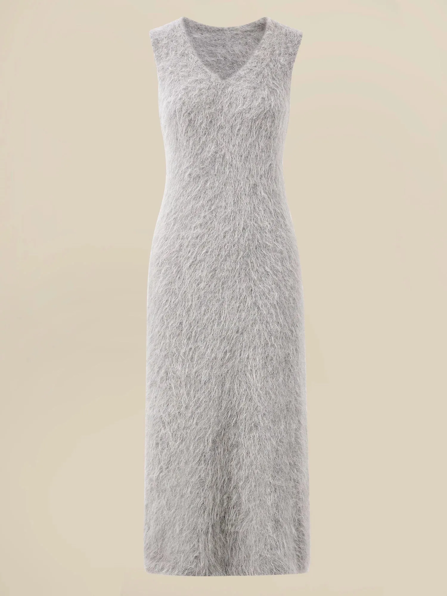 Amoretu Alpaca V-Neck Sleeveless Plush Knit Vest Dress