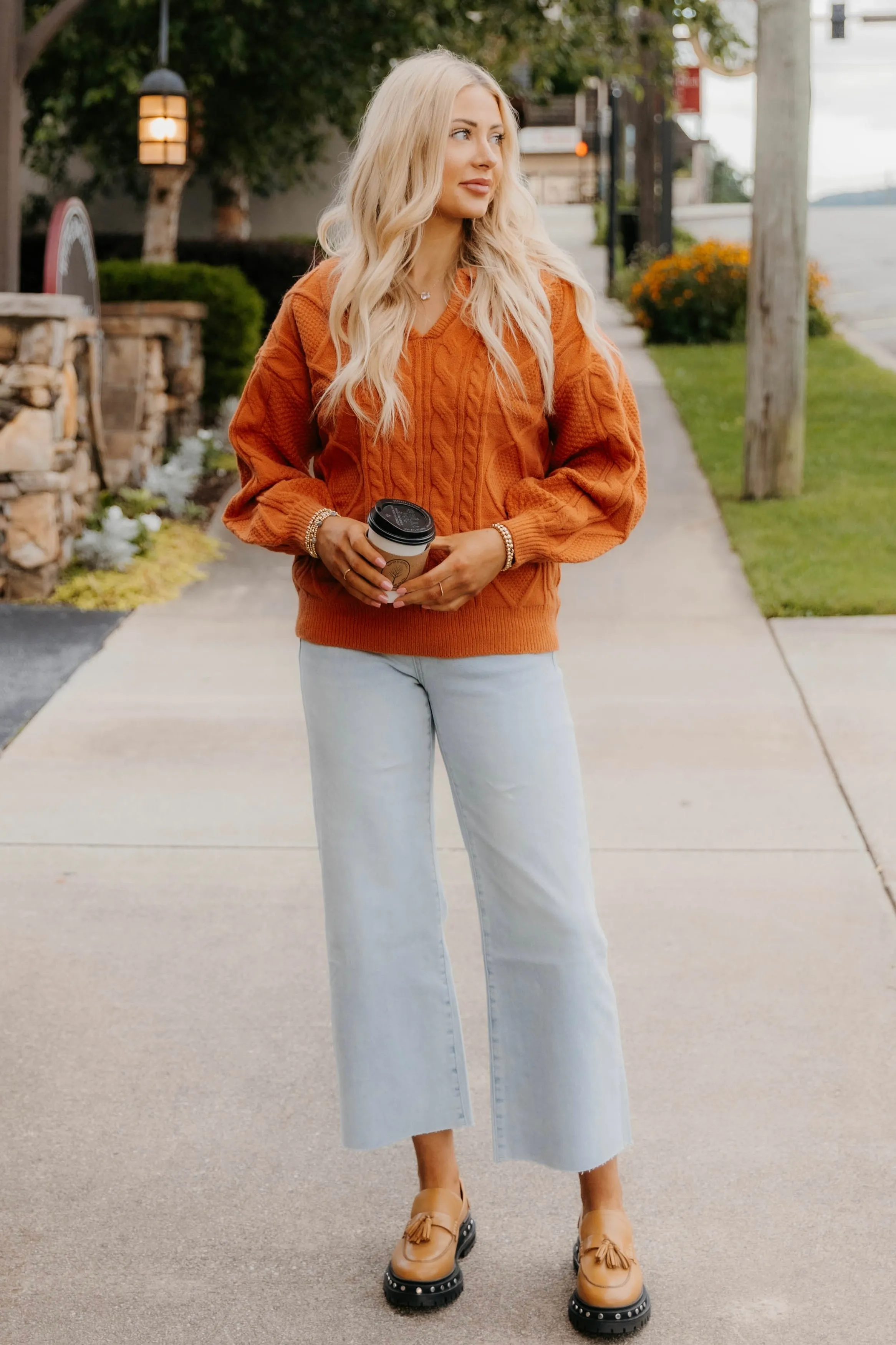 Angelica Collared Cable Knit Sweater