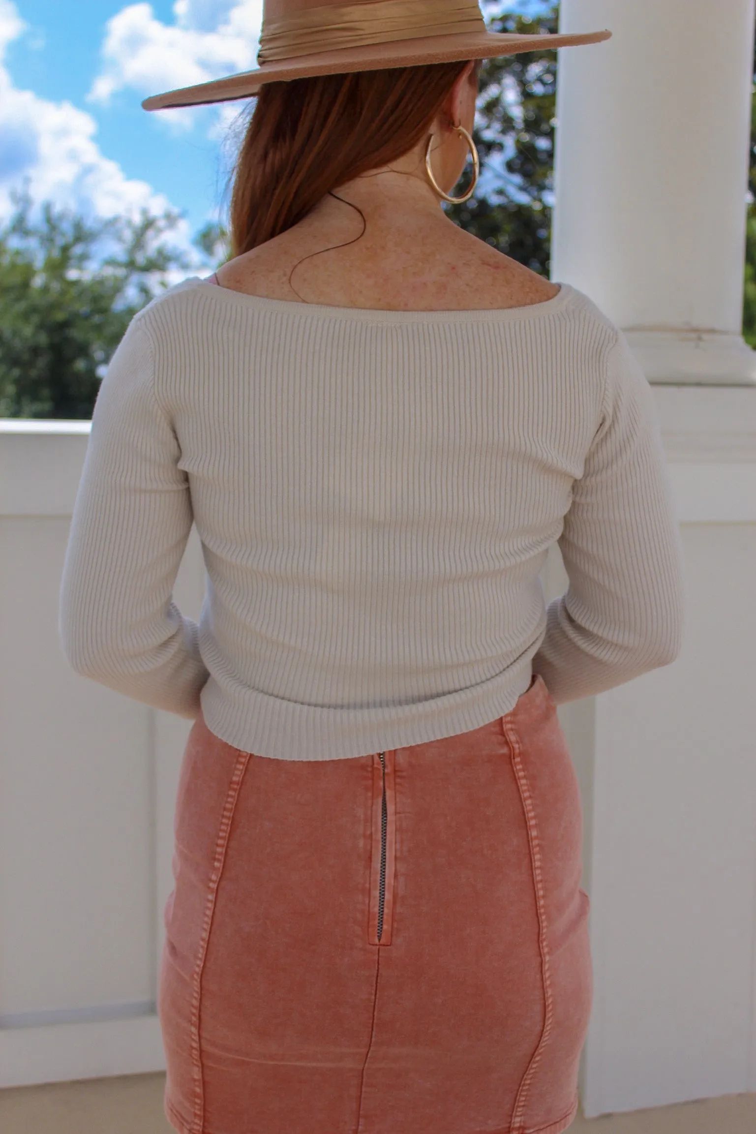 Annabella Long Sleeve Crop Sweater- Cream