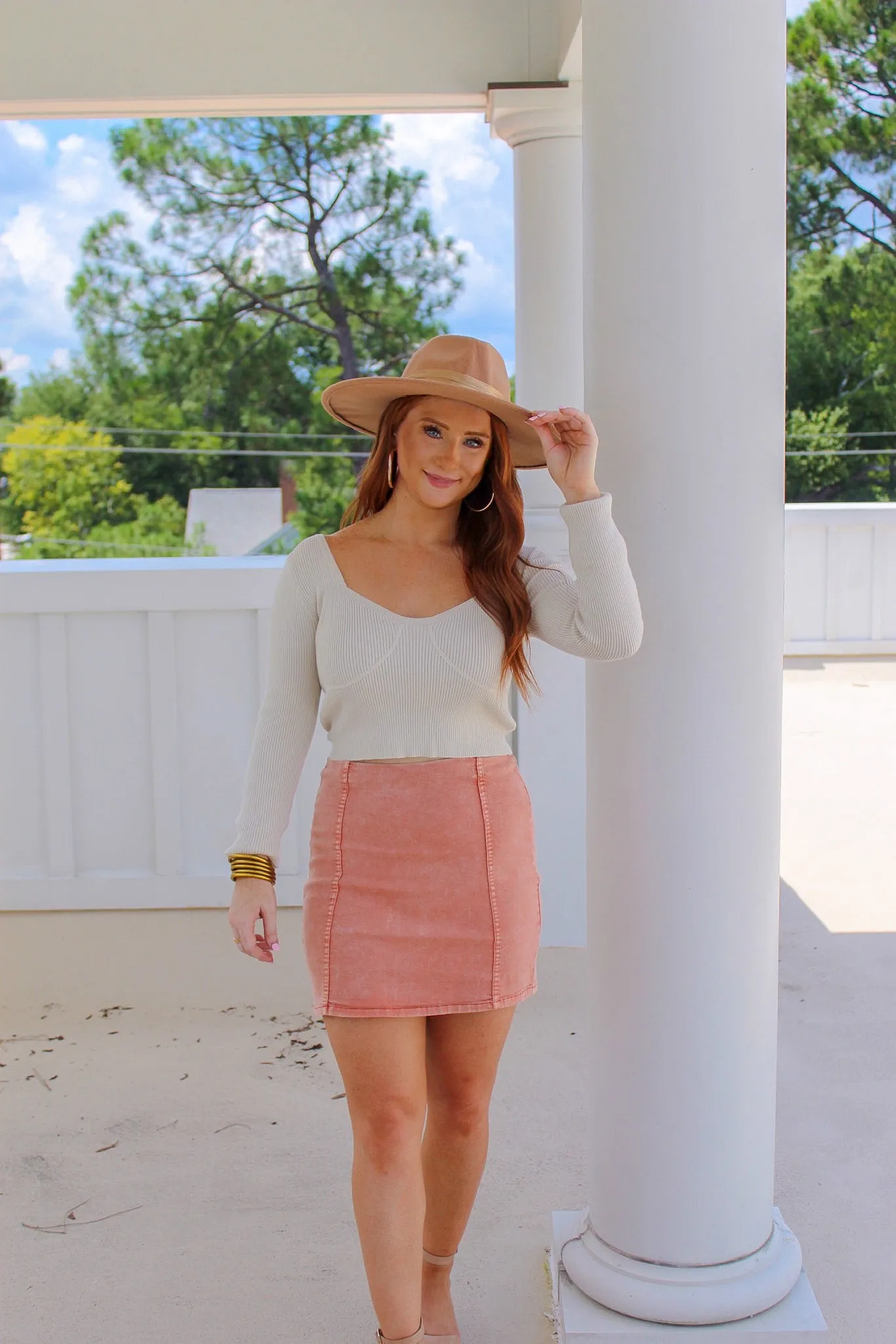 Annabella Long Sleeve Crop Sweater- Cream