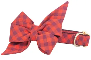Apple Spice Plaid Belle Bow Dog Collar