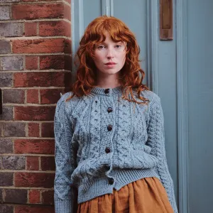 Aran Cardigan - Dusty Blue