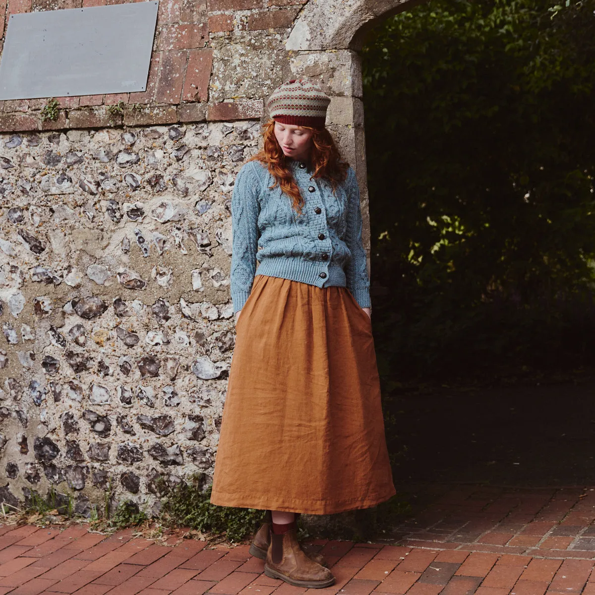 Aran Cardigan - Dusty Blue