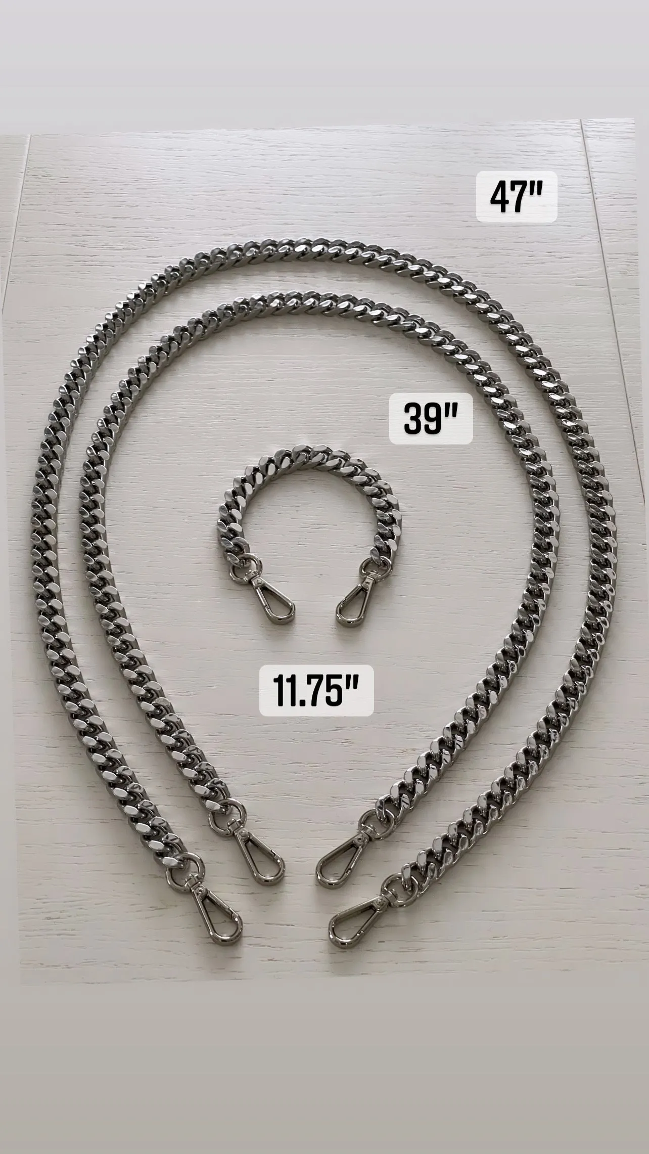 “ARGENTUM" Shiny Silver Top Handle Chain - Mini 11.75"