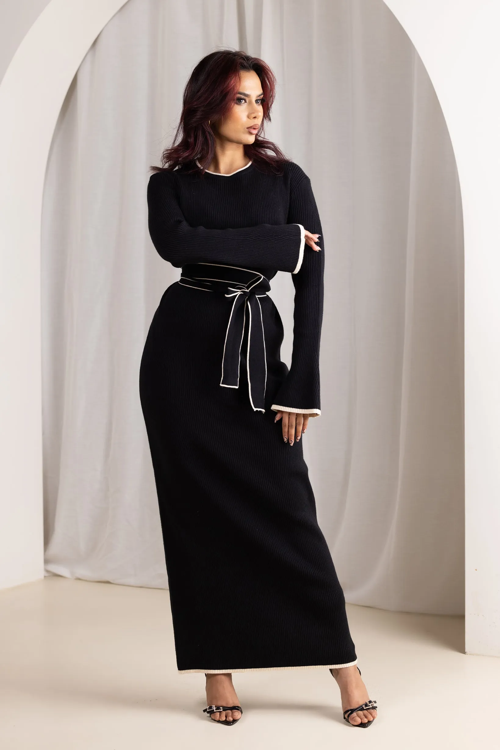 Arlys Piping Knit Dress