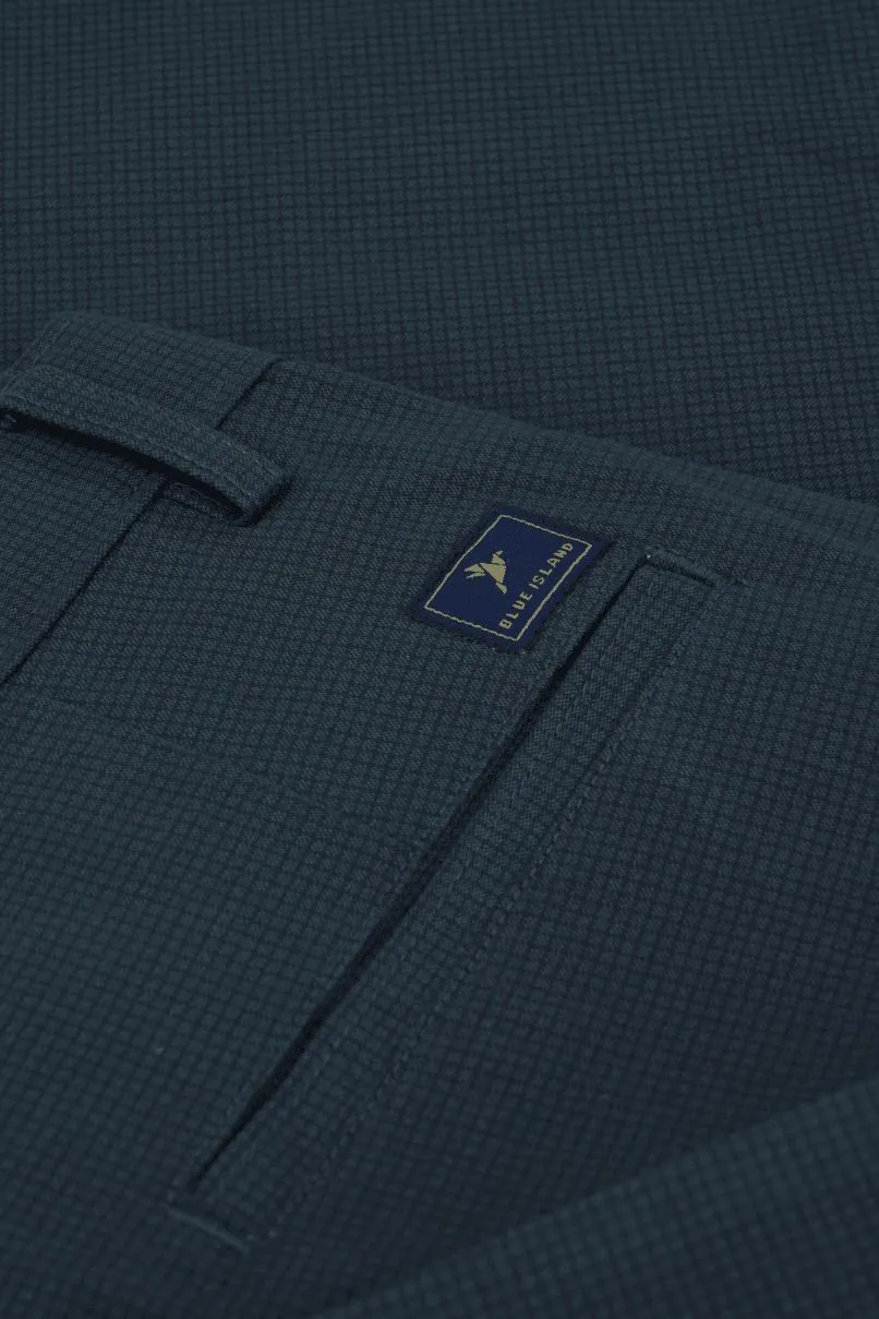Army Green Checked - 2 way stretch - COTTON PANT