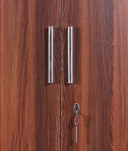 Asian Dark 2 Door Wardrobe with 2 Dawers 5 shelves and hanging space for clothes for Bedroom | Engineered Wooden Wardrobe for Home