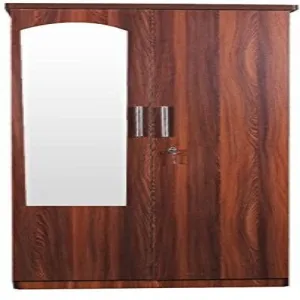 Asian Dark 2 Door Wardrobe with 2 Dawers 5 shelves and hanging space for clothes for Bedroom | Engineered Wooden Wardrobe for Home