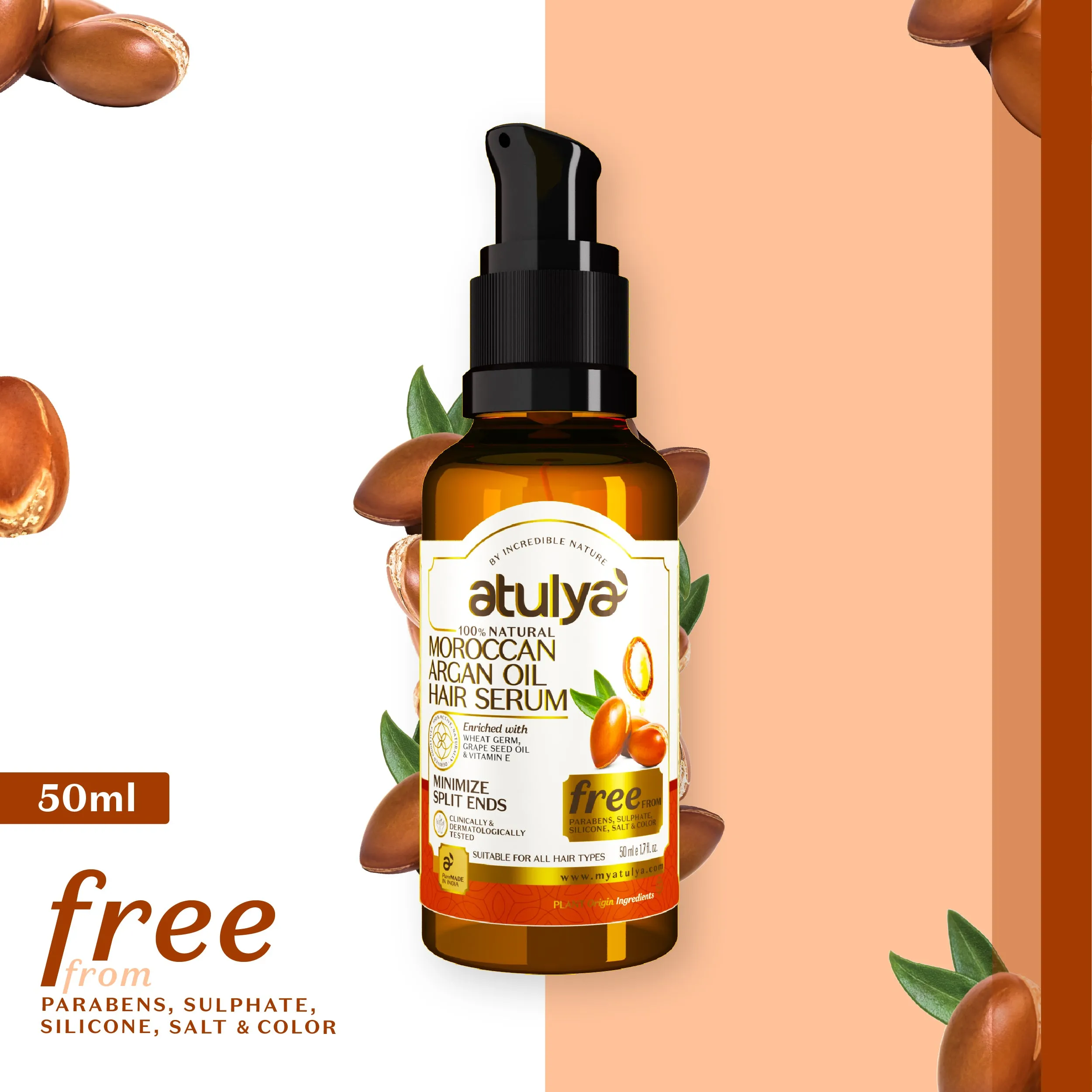 atulya Moroccan Argan Oil Hair Serum - 50ml (Buy 7 Products & Get Rs.700 Off)
