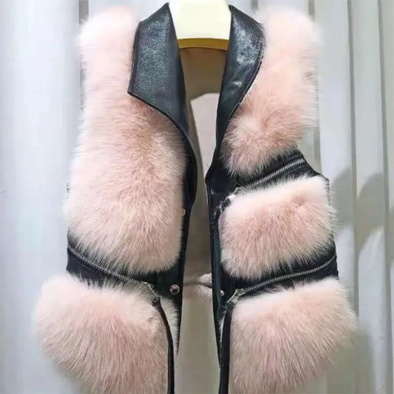 Audrey Faux Leather Fur Vest