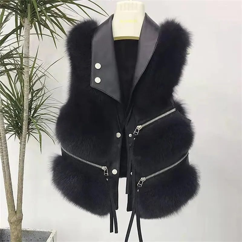 Audrey Faux Leather Fur Vest