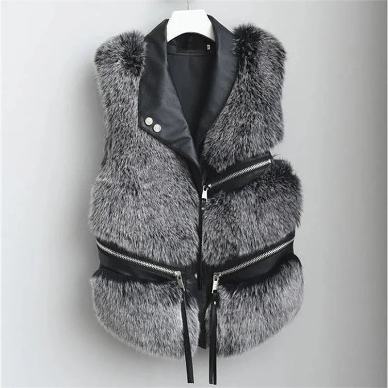 Audrey Faux Leather Fur Vest