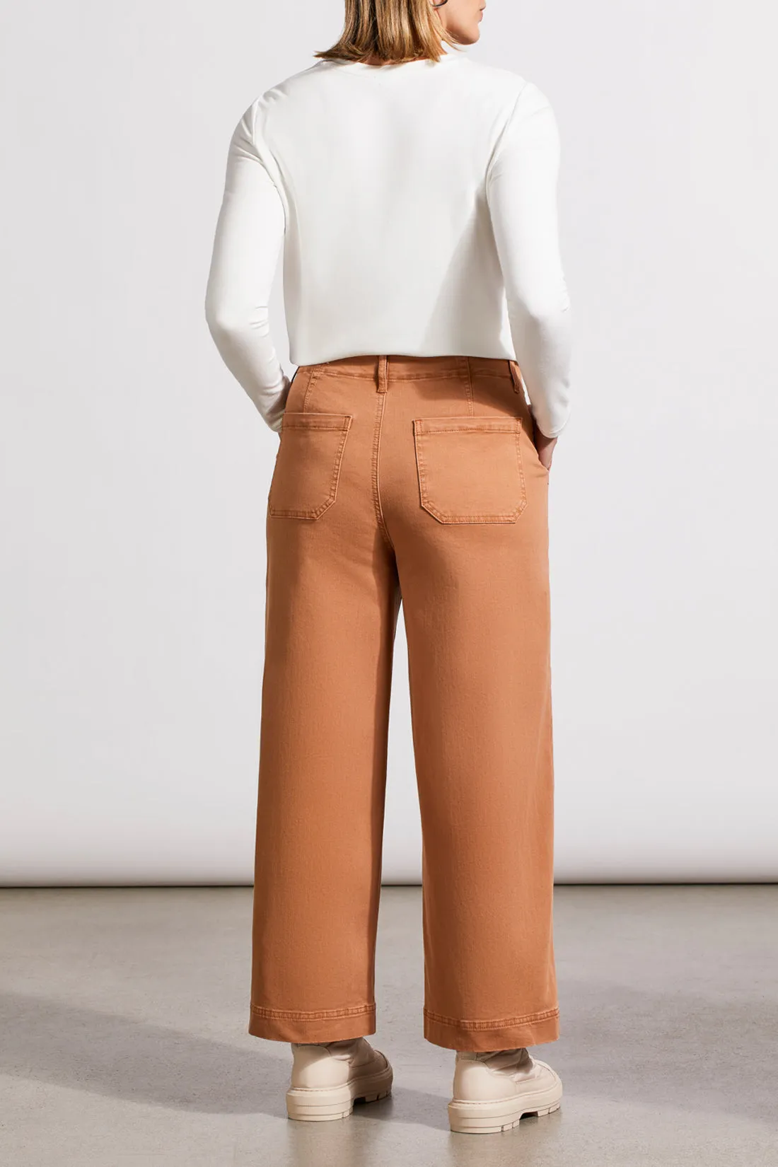 Audrey Hugging Wide Crop Jeans W/ Pockets - Almond