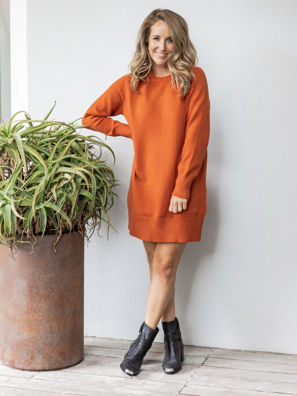 Audrey Knit Dress - Rust
