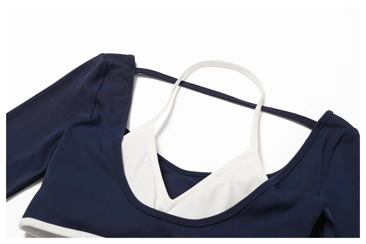 AURA LONG SLEEVE CROP EMBLEM BLUE