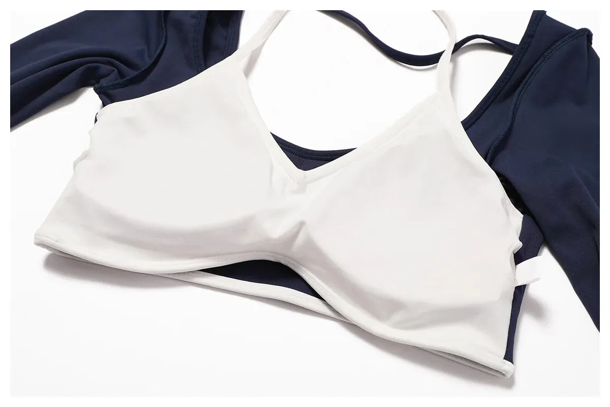 AURA LONG SLEEVE CROP EMBLEM BLUE