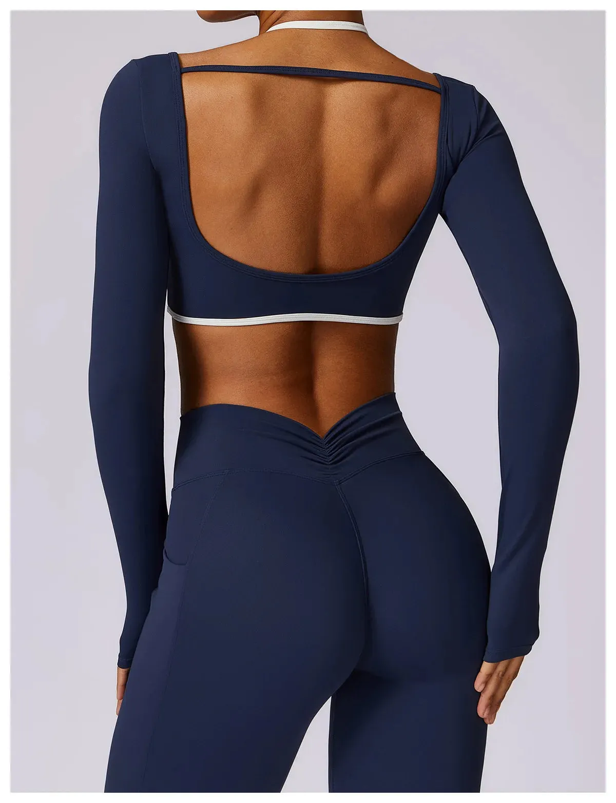 AURA LONG SLEEVE CROP EMBLEM BLUE