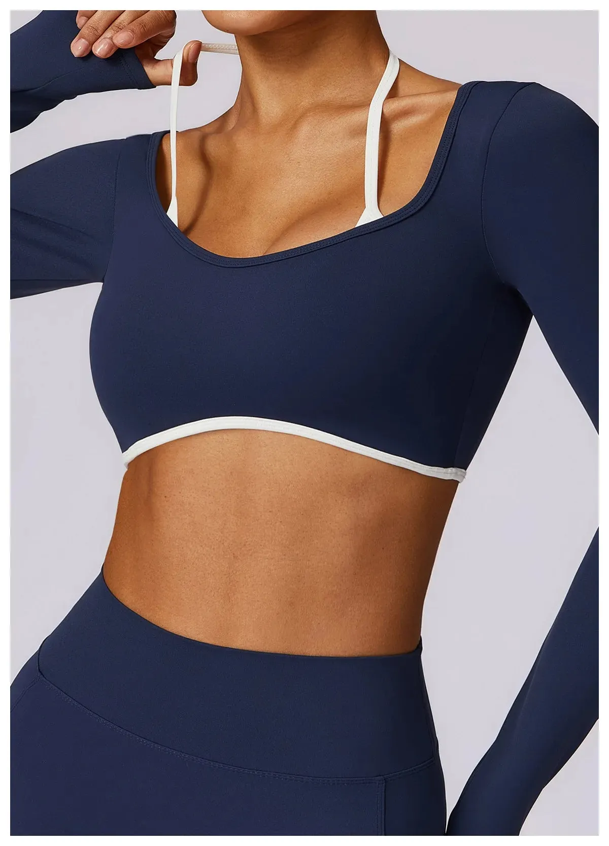 AURA LONG SLEEVE CROP EMBLEM BLUE