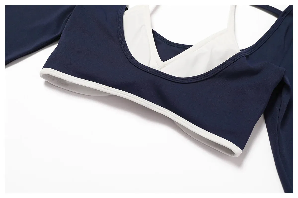 AURA LONG SLEEVE CROP EMBLEM BLUE