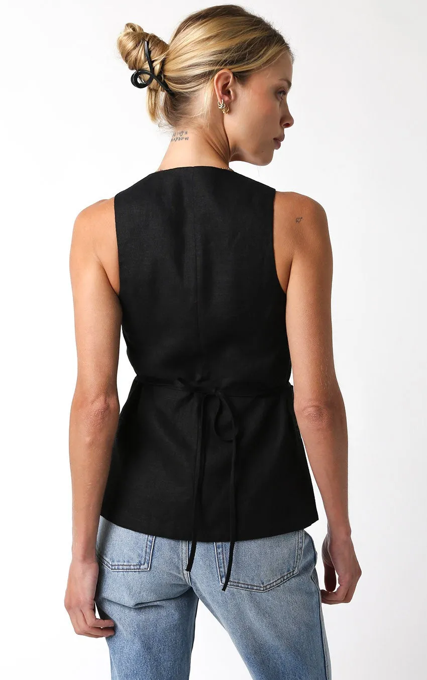 Austin Linen Top - Black