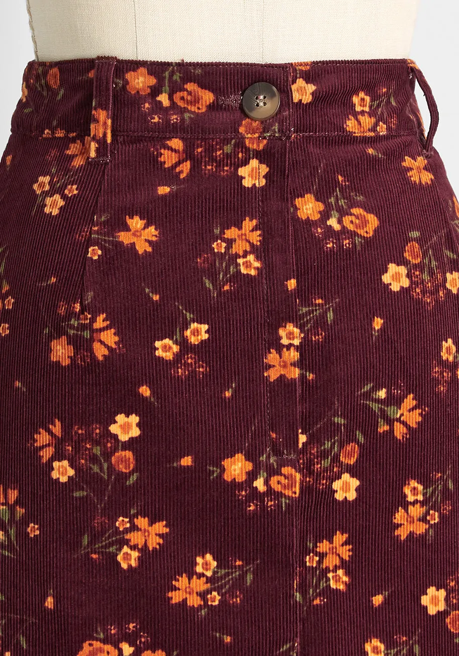 Autumn Bloom Lane Cord Mini Skirt