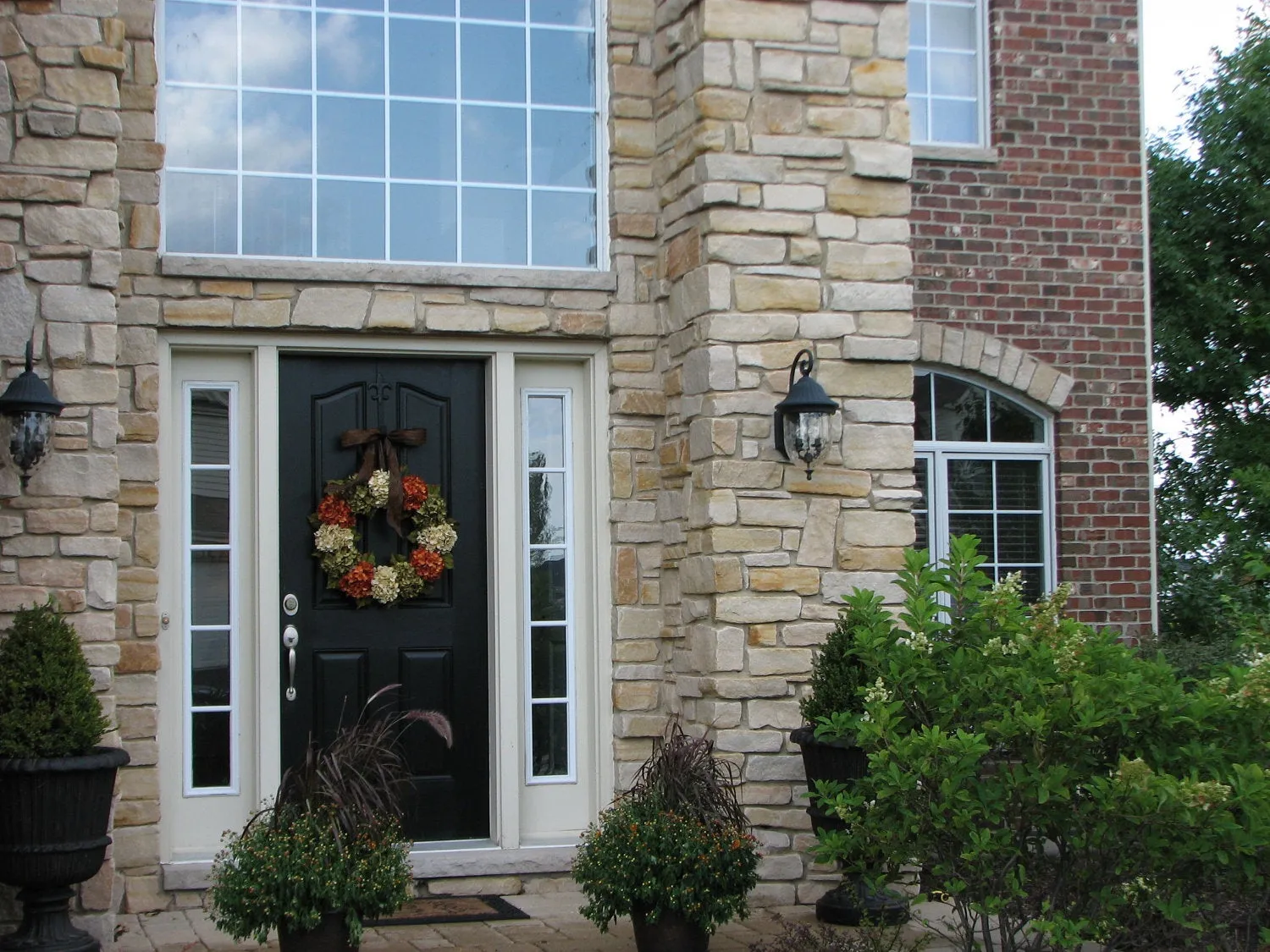 Autumn Hydrangea Wreath with Brown Ribbon