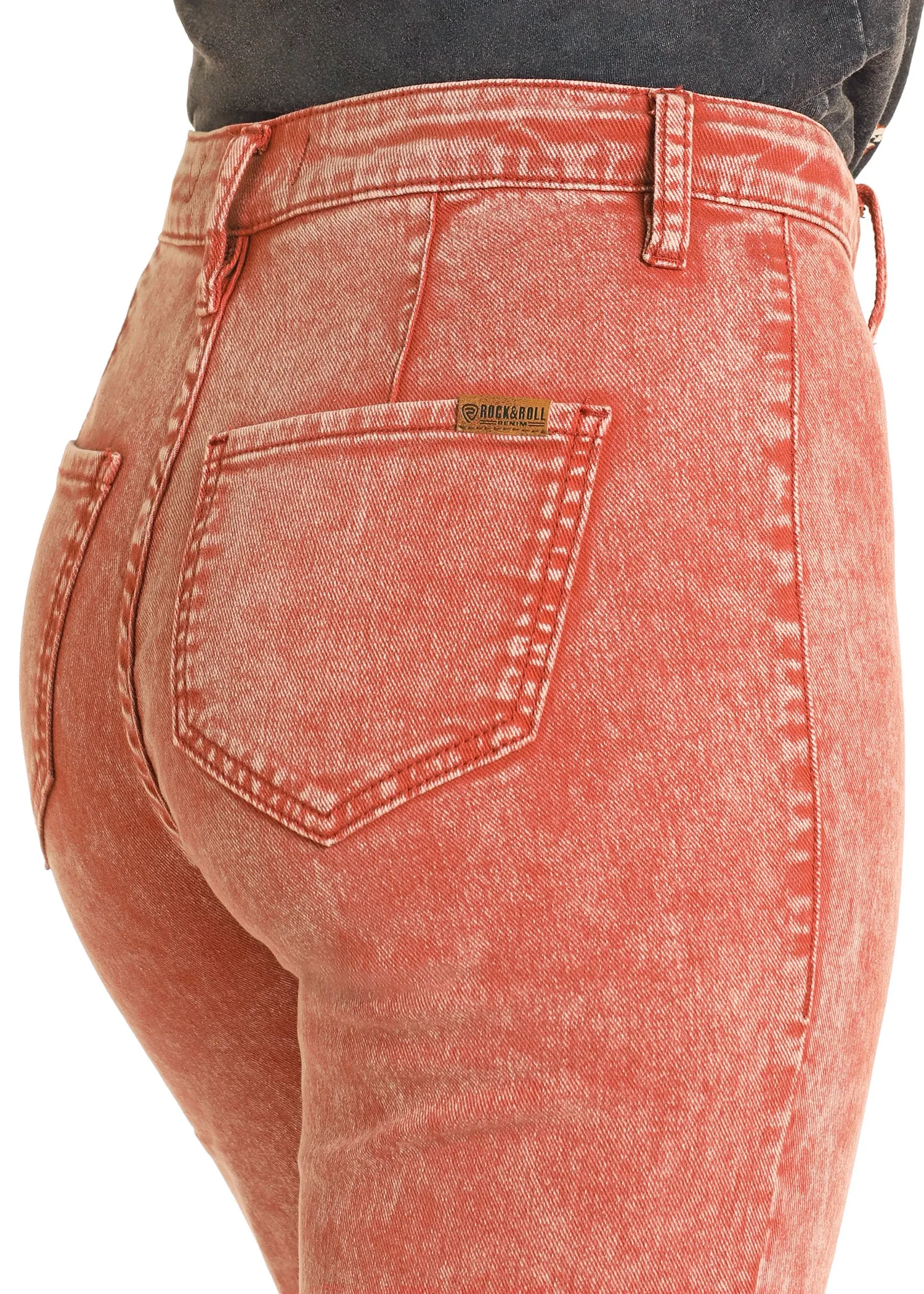 Bargain Bell Button Wide Leg Flare Jean - Rust