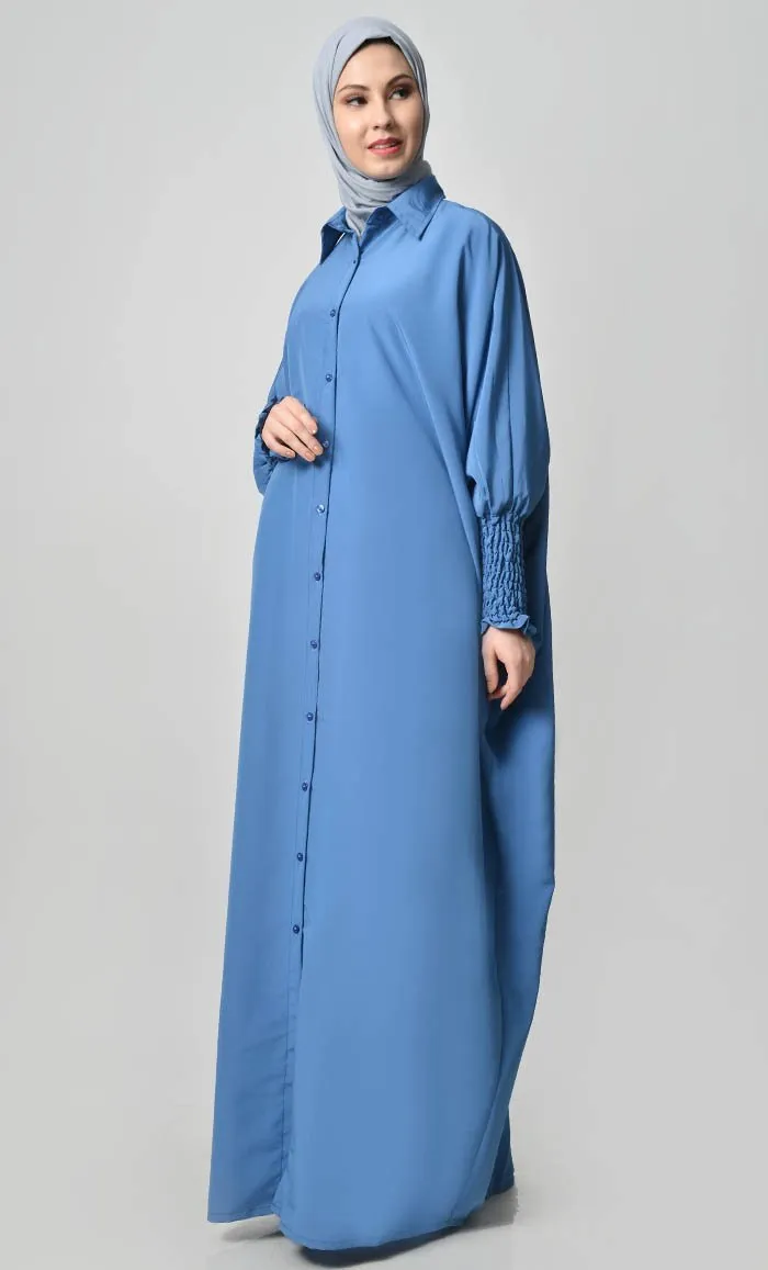 Basic Ruched Sleeve Kaftan