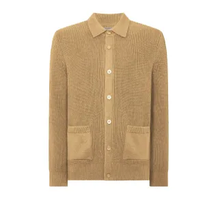 Beige Long-Sleeved Buttoned Cardigan