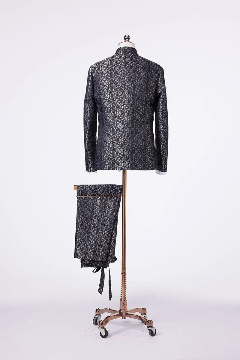 Black and Silver Prince Coat Suit