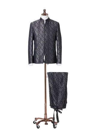 Black and Silver Prince Coat Suit