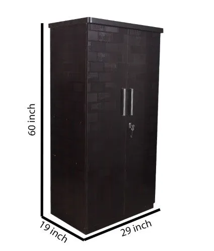 Black Brick Texture Two Door With Mirror Wardrobe
