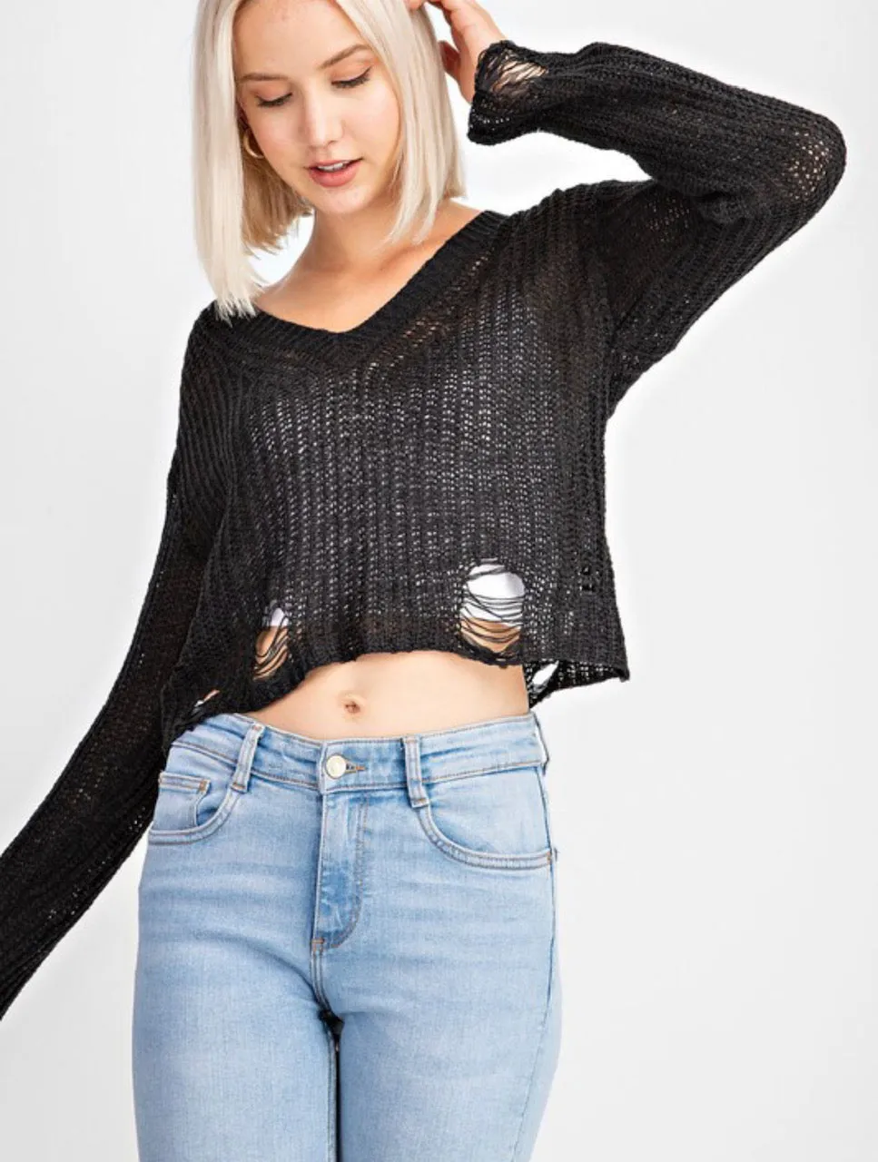 Black Crop Sweater