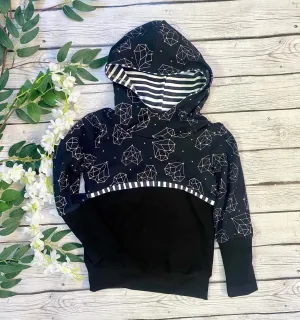 Black Geo Hearts Colorblock Hoodie